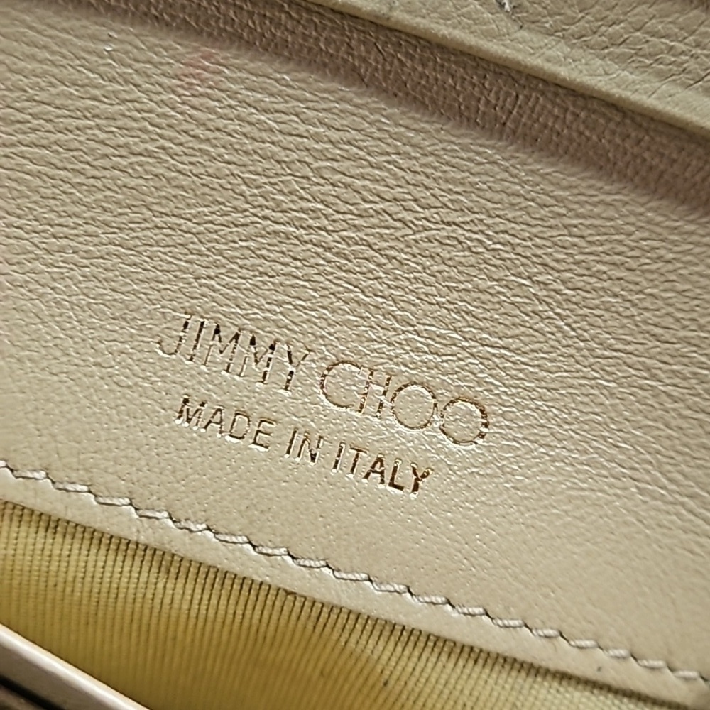 Jimmy Choo Metallic Bronza Gold Silver Star Stud Long Snap Front Flap Wallet - Picture 5 of 11